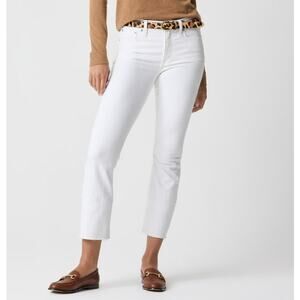 J.Crew Mid Rise Flare Crop Jean in Signature Stretch Womens Sz 28 White Raw Hem